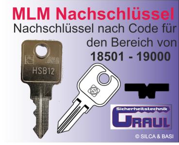 Nachschlüssel MLM HSB12 für Möbelzylinder Ausführung Gruppenschlüssel 18501 - 19000